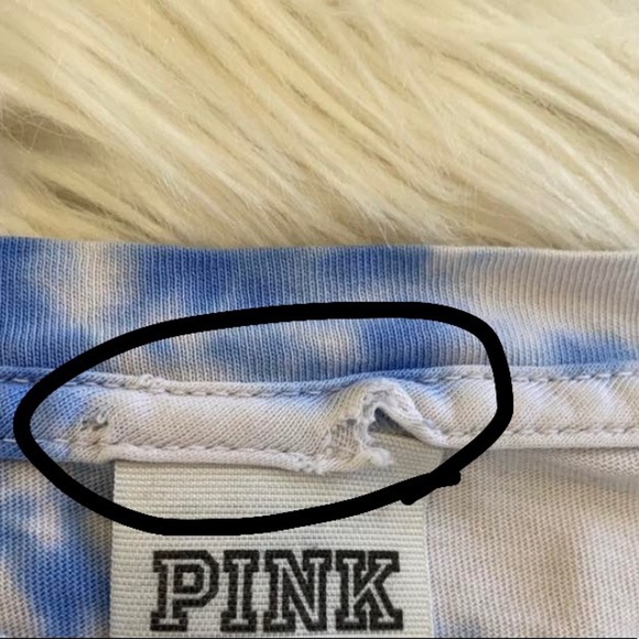 Pink Victoria’s Secret blue white tie dye cropped long sleeve crop top shirt M - Picture 5 of 16